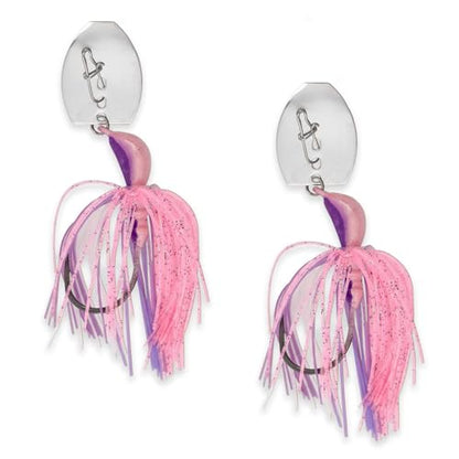 Sidewinder Bladed Jigs for Bass Fishing 1/2 Oz and 3/8 Oz | 2 and 5 - Pack | Fishing lures with 5/0 bladed jig head, vibrating shaker blade, low-column action, lifelike baitfish profile & skirt colors - size: 1/2 oz Pinkalicious ( Pack of 2)