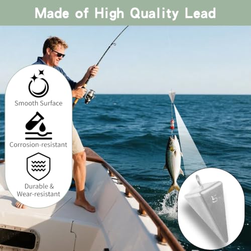 Pyramid Sinkers -18 Pieces - Tangle-Free Saltwater Surf Fishing Weights with 2PCS Sinker Slider for Ocean, Beach, Pier Fishing Gear Tackle - style: 18pcs-5oz
