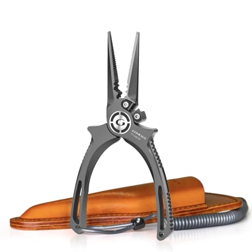 GOMEXUS Titanium Fishing Pliers 6.5'' with Side Cutters, Never Rust Hook Remover, Saltwater Resistant Fishing Tools for Inshore, Nearshore, Jigging Fishing (Straight Nose, 6.5 INCHES) - color: Straight Nose