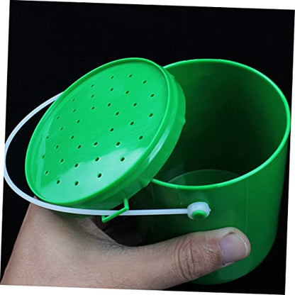 UPKOCH 2pcs Breathable Fishing Bait Bucket for Live Worms and Maggots Durable Plastic Lures Container with Handle Lightweight and Portable Fishing Tool for Outdoor Use