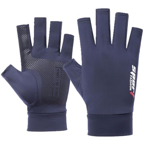 Anti-Slip Strips Cycling Gloves for Men/Women Half Finger UV Protection Driving Glove for Outdoor - color: blue