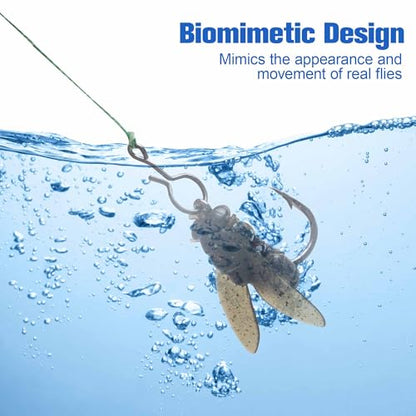 Bionic Fly Fishing Bait,18pcs/36pcs Trout Jig Swimbait Fly Hook Soft Bait Dry Flies Fly Fishing Lures Assortment Kit Attractant Fishing Gear Artificial Fishing Lure Panfish Lure Set - color: Black-18PCS