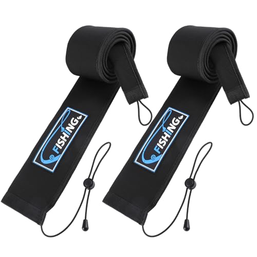 2Pcs Neoprene Fishing Rod Sleeve for Casting, Trolling, Spinning Rods – Lightproof & Puncture Resistant Rod Cover - color: Black, size: 58" - 2Pcs