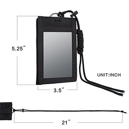 EXCELLENT ELITE SPANKER Tactical ID Card Holder Adjustable Neck Lanyard Key Ring Loop Patch Badge Holder and Credit Card Organizer (Black) - color: Black