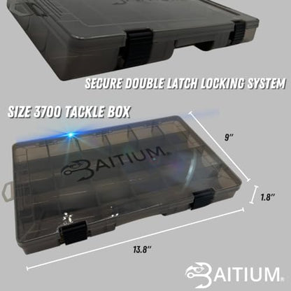 Baitium Fishing Tackle Box Organizer, Tackle Boxes With Dividers, Fishing Box, Tacklebox for Fishing, 3600 Tackle Tray or 3700, Lure Organizer, Plastic Storage- 3700 (2 Pack) - size: 2 3700 (Tray Size 13.8" x 8.9" x 1.8")