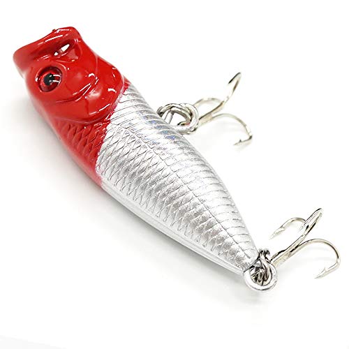 Seasky Fishing Plug Lures Micro Popper Topwater Trout Attack in Freshwater - color: Redhead