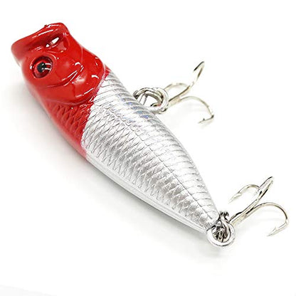 Seasky Fishing Plug Lures Micro Popper Topwater Trout Attack in Freshwater - color: Redhead