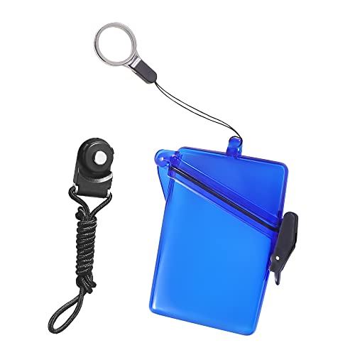 Sport Waterproof ID Card Badge Holder Case with Lanyard Cover Multiple Credit Cards, Registration, ins Card Heavy Duty Durable Locker,Dry Box (Clear Blue) - color: Clear Blue