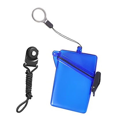 Sport Waterproof ID Card Badge Holder Case with Lanyard Cover Multiple Credit Cards, Registration, ins Card Heavy Duty Durable Locker,Dry Box (Clear Blue) - color: Clear Blue