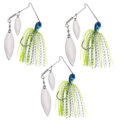 Reaction Tackle Spinner Bait, Compact Profile Fishing Lure with Flash and Vibration for Bass, Trout, Pike, Salmon and Walleye (3-Pack) - color: Charming Shad, size: 3/8 Oz