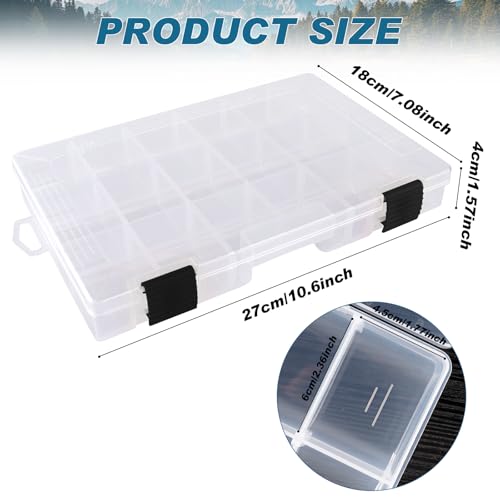 Hikary Fishing Tackle Boxes,3600 Tackle Tray Clear Plastic Fishing Box with Removable Dividers Fishing Storage Organizer Boxes for Lures (4 Packs) - color: 4 Packs