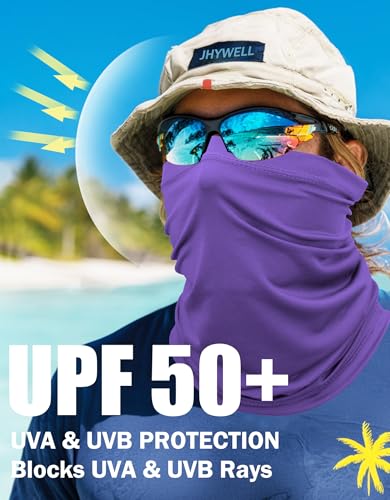 JHYWELL Cooling Neck Gaiter Face Mask, UV Protection Masks Gator, Windproof Bandana for Skiing, Fishing, Hiking, Cycling - color: Purple Pack