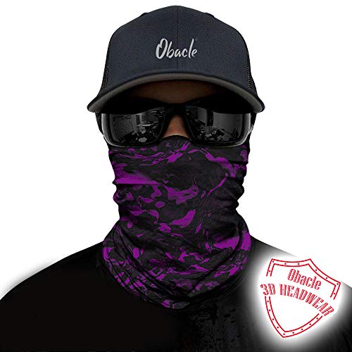 Obacle Seamless Face Mask Rave Bandana Men Women for Dust Sun Wind Protection - color: Pure Black Purple