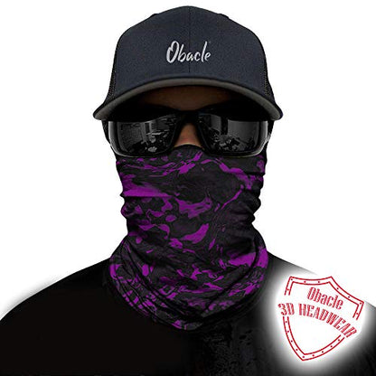 Obacle Seamless Face Mask Rave Bandana Men Women for Dust Sun Wind Protection - color: Pure Black Purple