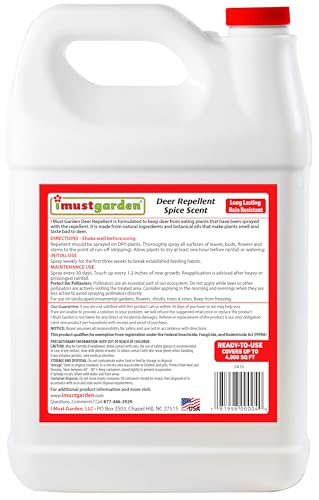 I Must Garden Deer Repellent: Spice Scent Deer Spray for Gardens & Plants – Natural Ingredients – 1 Gallon Ready to Use Refill - size: 128 Fl Oz (Pack of 1)
