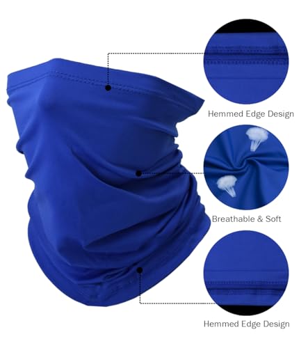 Fishing Neck Gaiter, Sun Protection Face Mask, Cooling Neck Shield Scarf Cycling Balaclava Bandana for Men and Women - color: Black+royal Blue+grey+olive Green