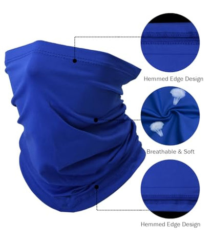 Fishing Neck Gaiter, Sun Protection Face Mask, Cooling Neck Shield Scarf Cycling Balaclava Bandana for Men and Women - color: Black+white+royal Blue+grey