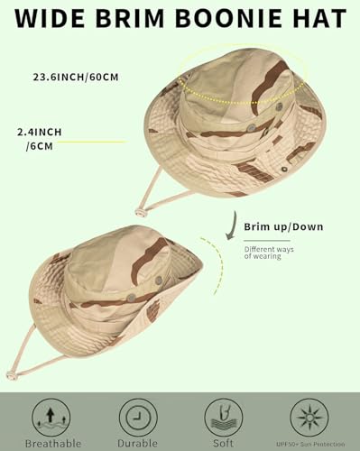 Sun Hats for Men Women Bucket Hat UPF 50+ Boonie Hat Foldable UV Protection Hiking Beach Fishing Summer Safari - color: 1pack-sanshabc Camo