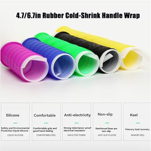 Cold Shrink Handle Wrap, 4.7/6.7in Rubber Cold Shrink Handle Cover, Non-Slip, Insulated Cold-Shrink Handle Sleeves for Fishing Rods and Rackets, Cold Shrink Tool Grip - color: red, size: 9.5/ 24cm