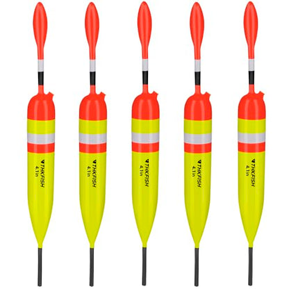 THKFISH Fishing Bobbers Fishing Floats and Bobbers Slip Bobbers for Fishing Balsa Floats Crappie Fishing Bobbers 1/6oz(3.47"X0.47"X6.73") 3/8oz(3.84"X0.6"X 7.2") 1/2oz(4.13"X0.75"X7.87") - color: Yellow-4.1IN