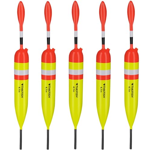 THKFISH Fishing Bobbers Fishing Floats and Bobbers Slip Bobbers for Fishing Balsa Floats Crappie Fishing Bobbers 1/6oz(3.47"X0.47"X6.73") 3/8oz(3.84"X0.6"X 7.2") 1/2oz(4.13"X0.75"X7.87") - color: Yellow-4.1IN