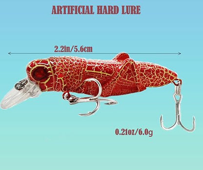 3D Eyes Artificial Crankbait Fishing Lures Kit Jerkbaits for Bass Lures - color: 5pcs grasshopper fat hardbait lures with bill