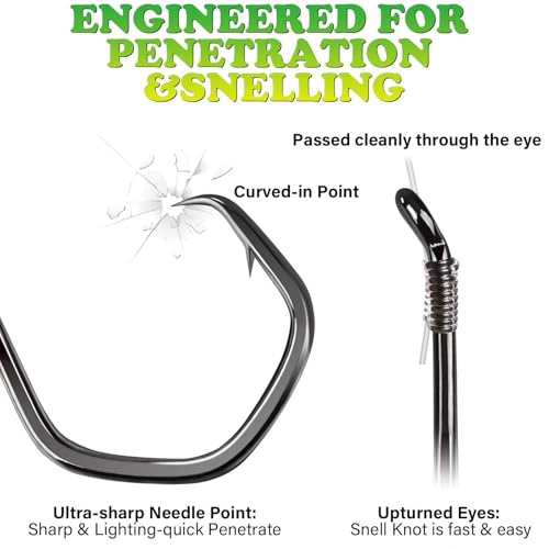 LUCKYFISHING Circle Hooks Catfish Hooks Circle Hooks for Saltwater Freshwater Offset Octopus Hooks 2#-8/0 with 50/60/70/80/100PCS - size: 8/0-50PCS