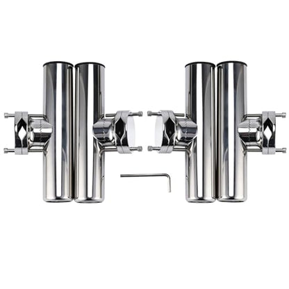 NovelBee 4pcs Boat Fishing Rod Holder Stainless Clamp on Fishing Rod Pole Holder for Rails 1-1/4" to 2"