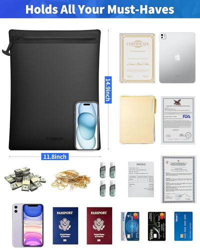 IPX8 Waterproof Document Bag: Submersible 1M / 30 Min for Business Travelers & Boating – Keep Legal Docs, Passports & Valuables Bone-Dry in Rain or Spills – 15.3x11.8" Portable Zipper Pouch