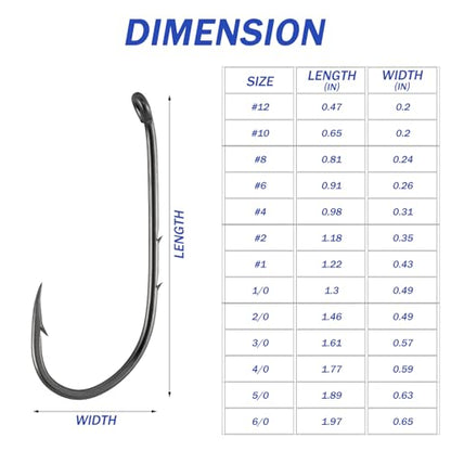 Dr.Fish 100 Pack Baitholder Hooks Freshwater Fishing Hooks, Down Eye, Offset, Walleye/Trout/Crappie/Panfish/Bluegill Saltwater Fishing - size: #2/0-100 Pack