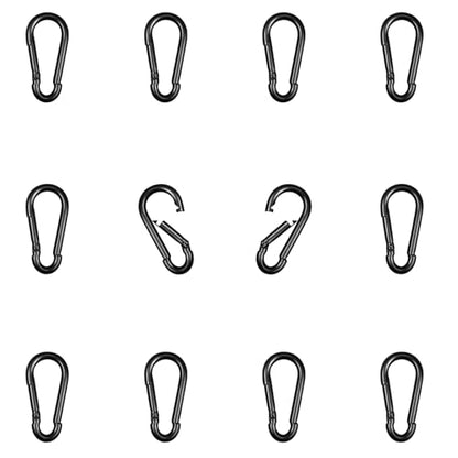 12 Pack 1.57" Heavy Duty Carabiner Clips, M4 Black Galvanized Steel Spring Snap Hooks, Rust-Resistant Keychain Clips for Hammock, Camping, Hiking, Fishing, Swing Set - color: Black, size: M4-1.57"
