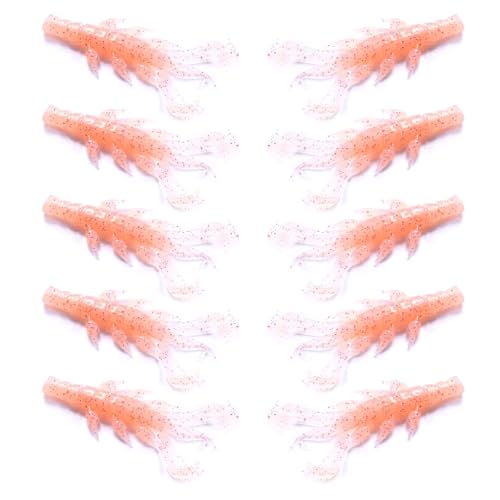 10Pcs Fishing Lures Set, Soft PVC Fishing Craw Baits Crawfishes Lures Lobster Shrimp Swimbaits for Freshwater Saltwater - size: Meat pink