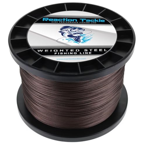Reaction Tackle Weighted Stainless Steel Trolling Line - 45 Lb Marine Grade Single Strand Wire for Deep Trolling, Diving Disks and Toothy Saltwater and Freshwater Fish - size: 45 Lb / 3000 Foot