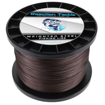 Reaction Tackle Weighted Stainless Steel Trolling Line - 45 Lb Marine Grade Single Strand Wire for Deep Trolling, Diving Disks and Toothy Saltwater and Freshwater Fish - size: 45 Lb / 3000 Foot