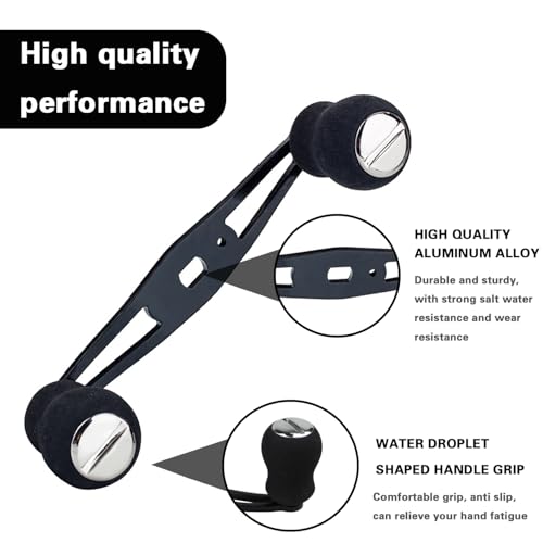 2-Pack Replacement Fishing Reel Handles, EVA Grip Baitcaster Handle Compatible with Abu Garcia Daiwa, Left or Right Side Installation, Aluminum Rocker Arm