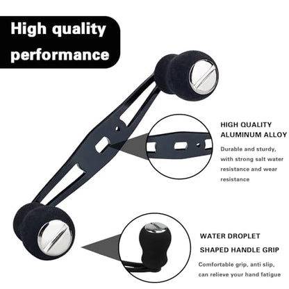 2-Pack Replacement Fishing Reel Handles, EVA Grip Baitcaster Handle Compatible with Abu Garcia Daiwa, Left or Right Side Installation, Aluminum Rocker Arm