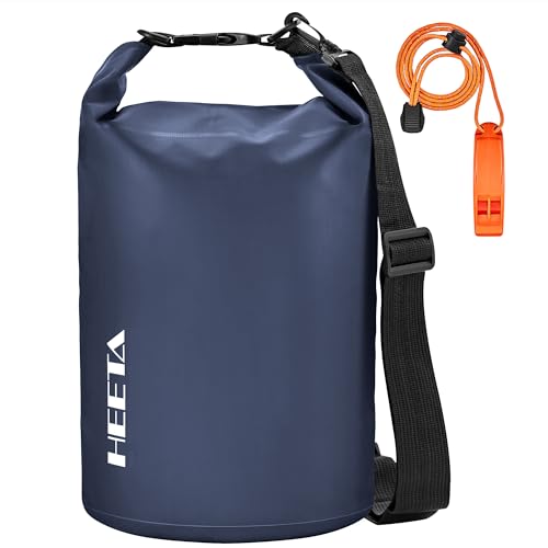 HEETA Waterproof Dry Bag for Women Men, 5L/10L/20L/30L/40L Roll Top Lightweight Dry Storage Bag Backpack with Emergency Whistle for Travel, Kayaking, Boating, Camping, Beach, Cruise Ship Essentials - color: Dark Blue, size: 10L