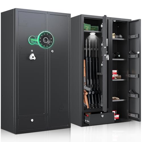 KAER 15-20 Gun Safe Gun Cabinet 2 in 1Large Gun Safes for Rifles and Pistols Rifle Safe for Home High Capacity Electronic Gun Cabinets for Rifles and Shotguns with Drawer,Removable Shelf - size: 15.75"D x 32.7"W x 59.1"H