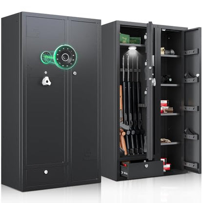 KAER 15-20 Gun Safe Gun Cabinet 2 in 1Large Gun Safes for Rifles and Pistols Rifle Safe for Home High Capacity Electronic Gun Cabinets for Rifles and Shotguns with Drawer,Removable Shelf - size: 15.75"D x 32.7"W x 59.1"H