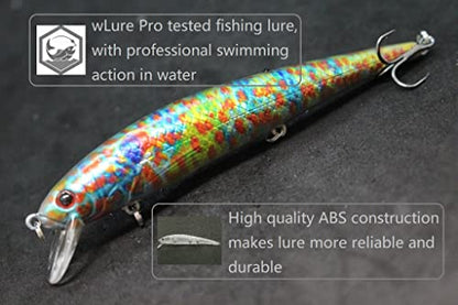 Minnow Crankbait for Bass Fishing Bass Lure Jerkbait Fishing Lures and Tackle Box - color: HM509KB