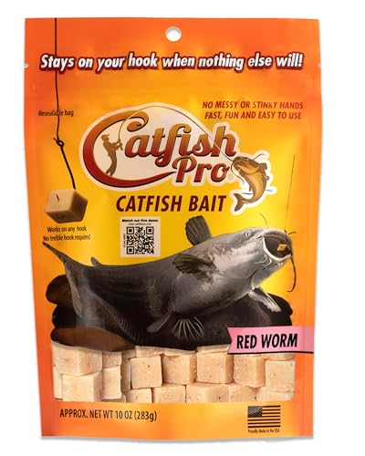 Catfish Pro Catfish Bait - 10oz Bag with 80pcs | Irresistible Scent for Catfish | Mess-Free, Stays On Your Hook When Nothing Else Will | Great for Rod, Reel, Trotline, Jugs & Yoyos Fishing - color: Red Worm