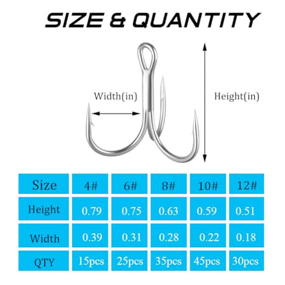 Fishing Treble Hooks Kit, Sharp Replacement Treble Hooks for Lures Baits, High Carbon Steel Fishing Hooks with Stainless Steel Split Rings Set for Bass Trout Walleye Pike - color: Silver_150pcs