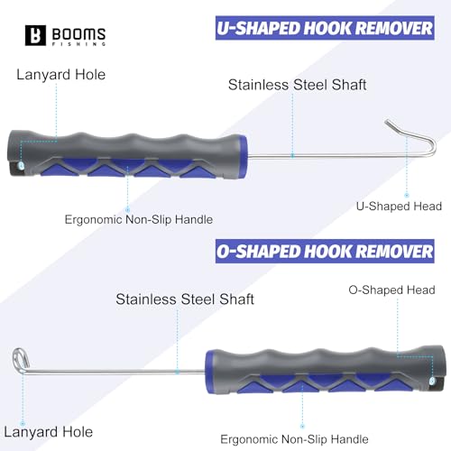 Booms Fishing Hook Remover Tool: 2pack Portable Dehooker Tools Saltwater - 7inch Fish Hook Quick Removal Device with Anti-Lost Lanyard, No Slip Ergonomic Design Handle Fishing Accessories, XW21