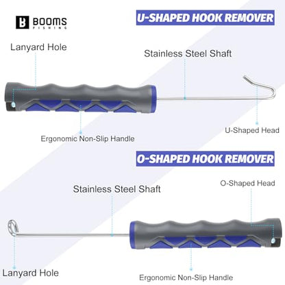 Booms Fishing Hook Remover Tool: 2pack Portable Dehooker Tools Saltwater - 7inch Fish Hook Quick Removal Device with Anti-Lost Lanyard, No Slip Ergonomic Design Handle Fishing Accessories, XW21