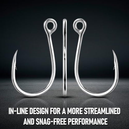 Alwonder 10-Pack Inline Hooks 5X Strong Single Replacement Hook for Hard Baits, High Carbon Steel Heavy Duty Welded Eye Fishing Hooks, Jigging Hook for Freshwater Saltwater Trolling Fishing Tackle - size: #5/0