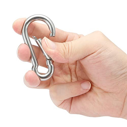 sprookber Stainless Steel Spring Snap Hook Carabiner - 304 Stainless Steel Caribeener Clips, Set of 6 - size: 2.75 Inch