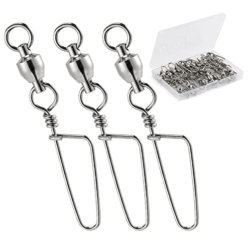 Dr.Fish 20 Pack Fishing Snap Swivels Ball Bearing Swivels Fishing Tackle Saltwater & Freshwater Coast Lock Lure Snaps Clips Terminal Tackle Line Leader Connector Accessories - size: #0-26LB-20 Pack