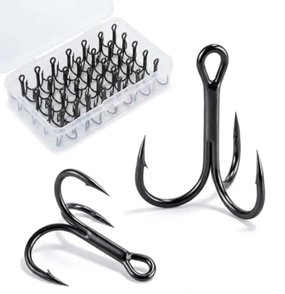 2# Treble Hooks 50 Pcs for Lure Replacement, High Carbon Steel Fishing Hooks. Ultra Sharp Replacement Hooks for Bass Trout Freshwater & Saltwater Fishing Lures Bait