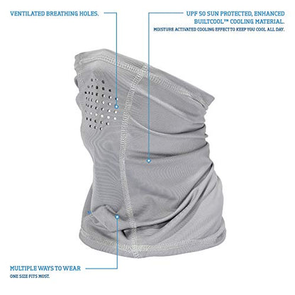 HOT SHOT Cooling Fishing Gaiter - UPF 50 Sun Protection – Breathable Face Mask - color: Gray