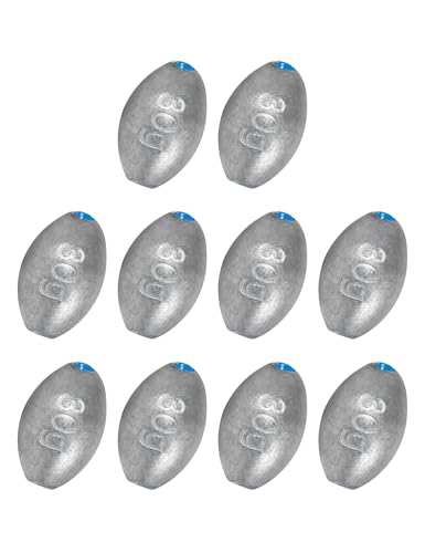 BLUEWING Egg Sinkers Fishing Weights Oval Shaped Fishing Sinkers Lead Fishing Sinker for Saltwater Fishing，1/8 oz to 7 oz - size: #5 1oz, 10pcs